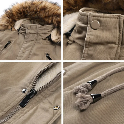 Polarn - Parka Winterjacke Herren mit Fellkapuze und wasserabweisendem Material