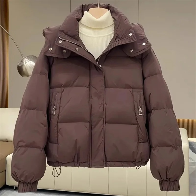 SnowHer - Daunenjacke Damen - Winterjacke Kurz, Warm, Mit Kapuze und Taschen