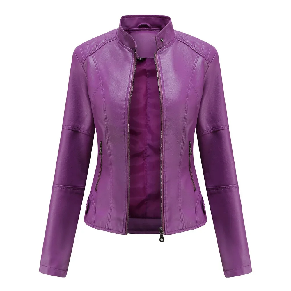 Rellena - Lederjacke Damen - Elegante Jacke mit Stehkragen und Reißverschlussdesign