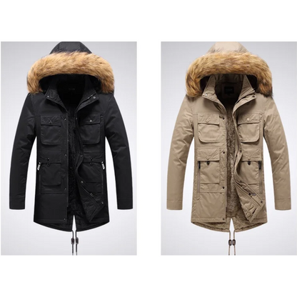 Waldark - Parka Winterjacke Herren mit Fellkapuze, Fleecefutter und mehreren Taschen