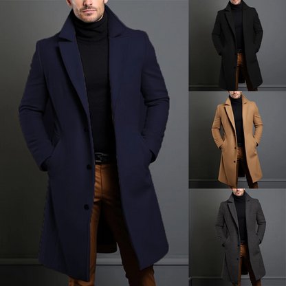 Urbanex - Mantel Jacke Herren Lang – Eleganter Wollmantel für Winter, Klassischer Schnitt