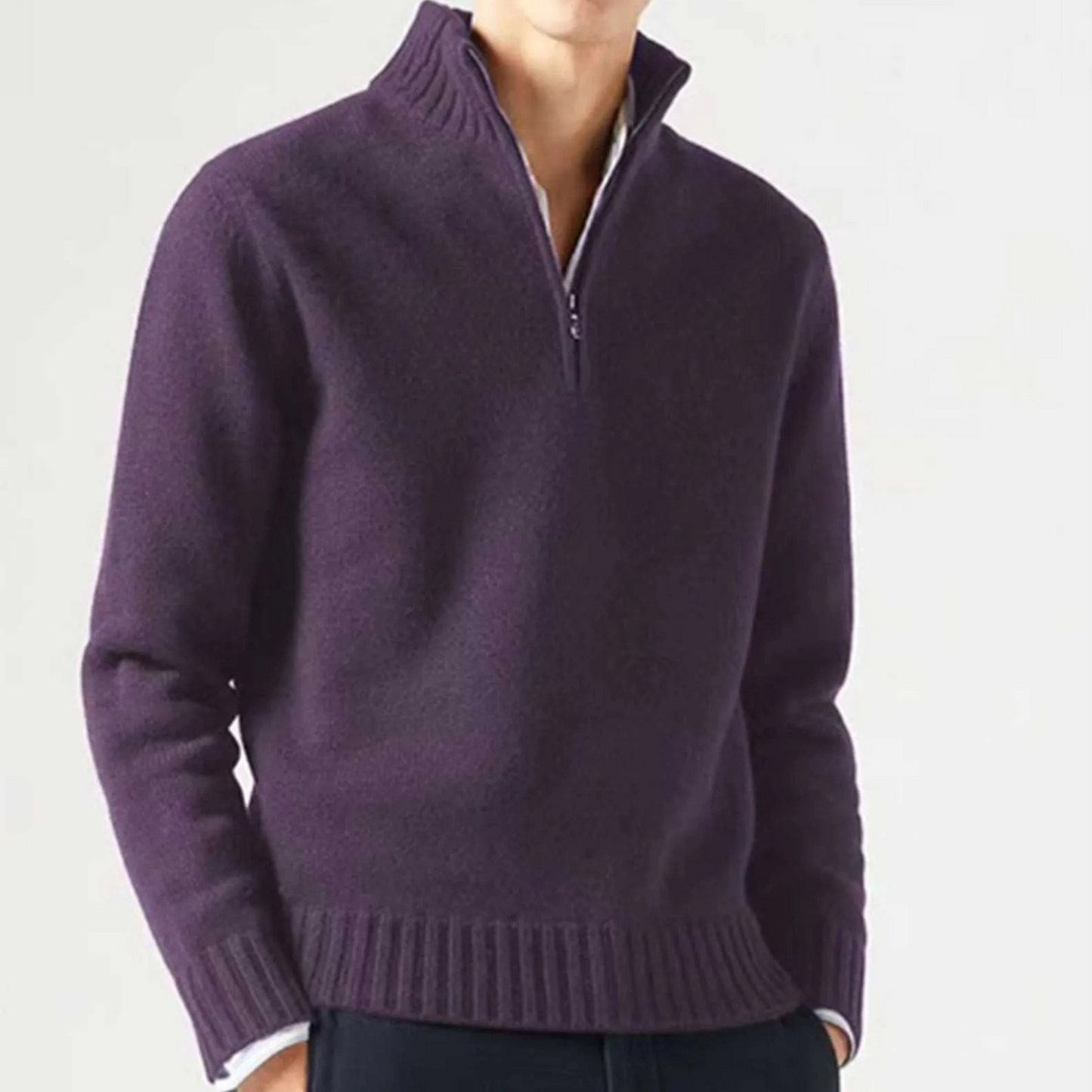 Carter & Mason Herren Half-Zip Wollpullover – Lässiger Strickpullover Jumper