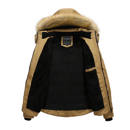 Bergman - Parka Winterjacke Herren mit Kapuze, Fellkragen und wasserabweisendem Material