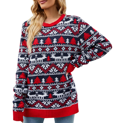 Winteri - Weihnachtspullover mit Norwegermuster und Weihnachtsbaum-Design für Damen