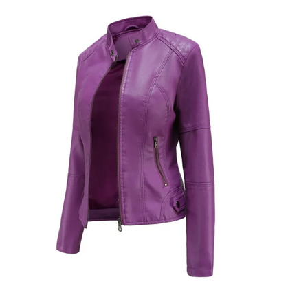 Rellena - Lederjacke Damen - Elegante Jacke mit Stehkragen und Reißverschlussdesign