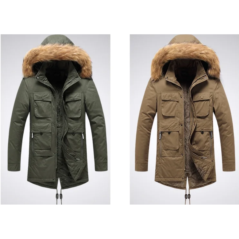 Waldark - Parka Winterjacke Herren mit Fellkapuze, Fleecefutter und mehreren Taschen