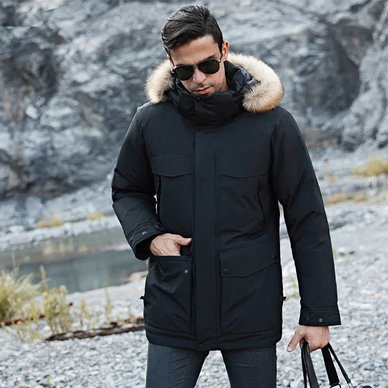 Sturmer - Parka Winterjacke Herren mit Fellkapuze, warmem Innenfutter und Taschen