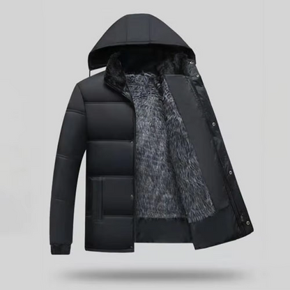 Bravrok - Puffer Jacke Herren - Winterjacke mit Kunstfellfutter und Kapuze