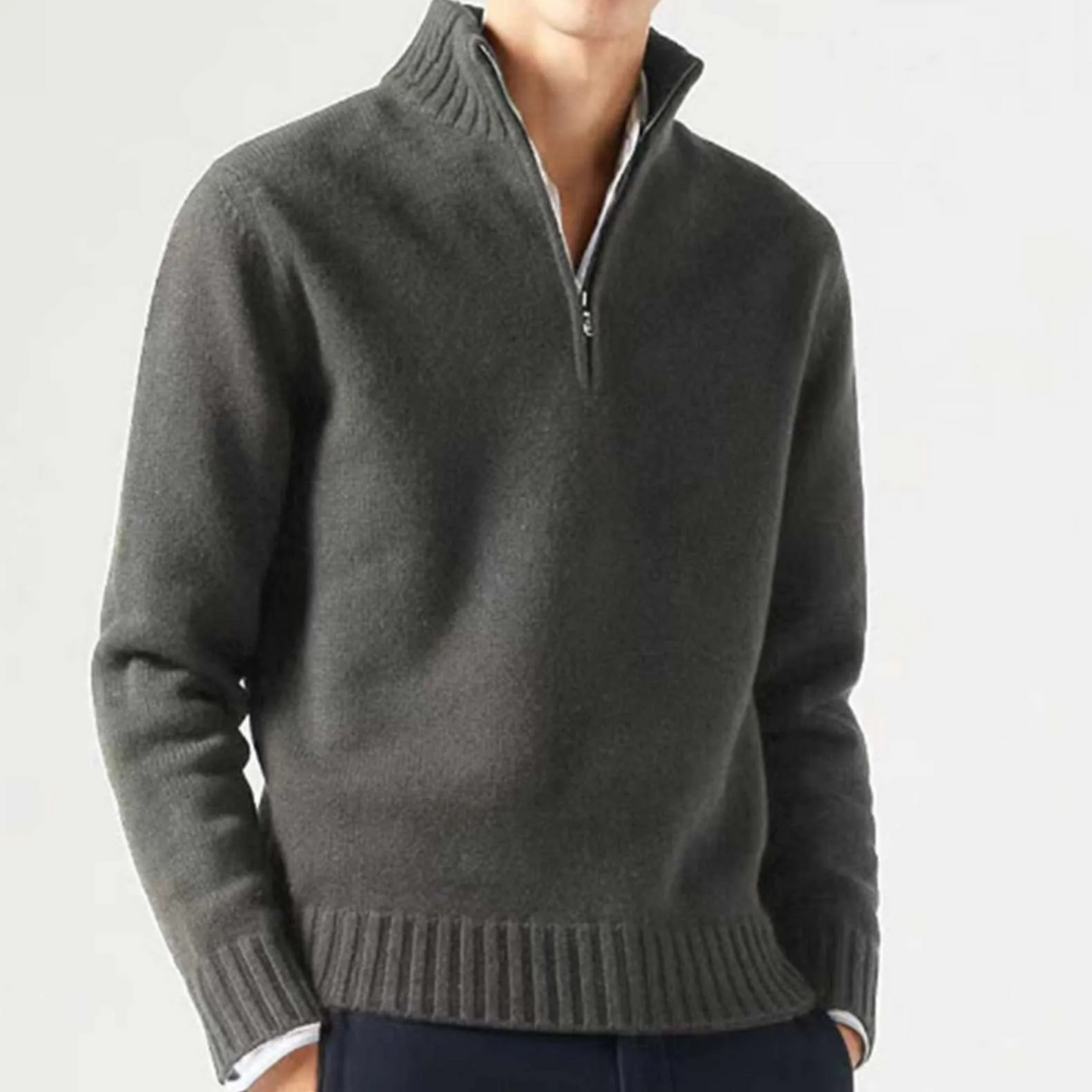 Carter & Mason Herren Half-Zip Wollpullover – Lässiger Strickpullover Jumper