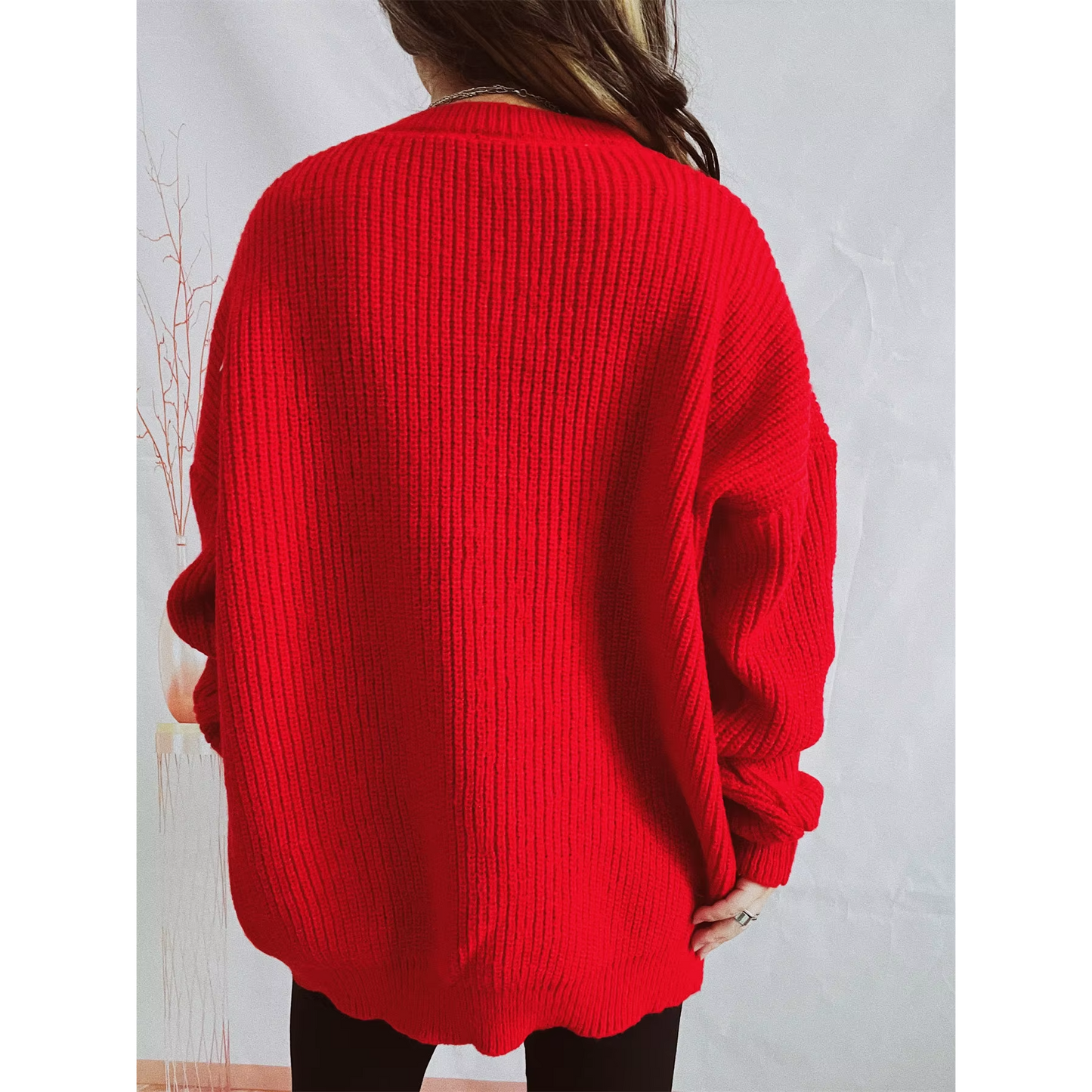 Wintere - Weihnachtspullover im Oversize-Look, Strickpullover für festliche Anlässe