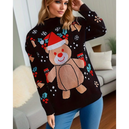 Starhug - Weihnachtspullover mit Teddybär-Motiv und winterlichen Details