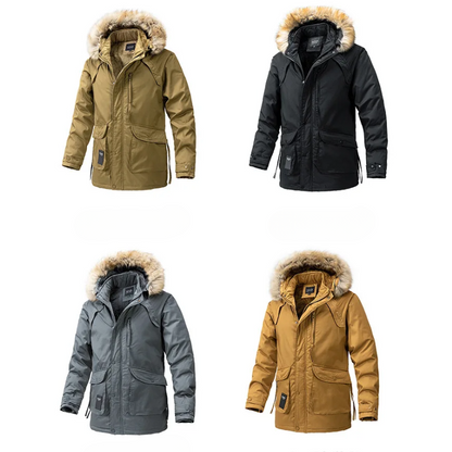 Nordmax - Parka Winterjacke Herren - Warm Gefüttert mit Abnehmbarer Kapuze