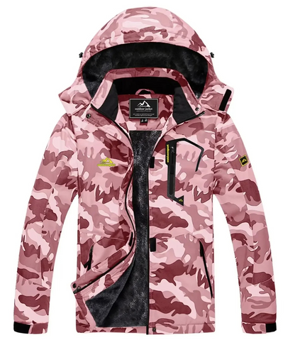 Arcticy - Wasserdichter Wintermantel Damen – Gefütterte Jacke mit Camouflage-Design