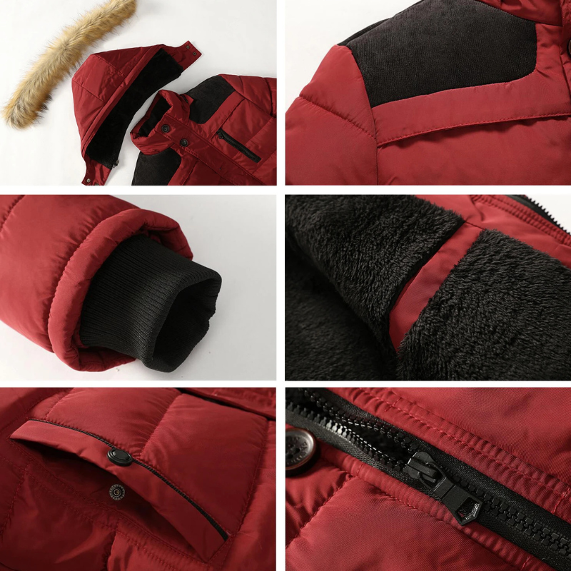 Bergman - Parka Winterjacke Herren mit Kapuze, Fellkragen und wasserabweisendem Material