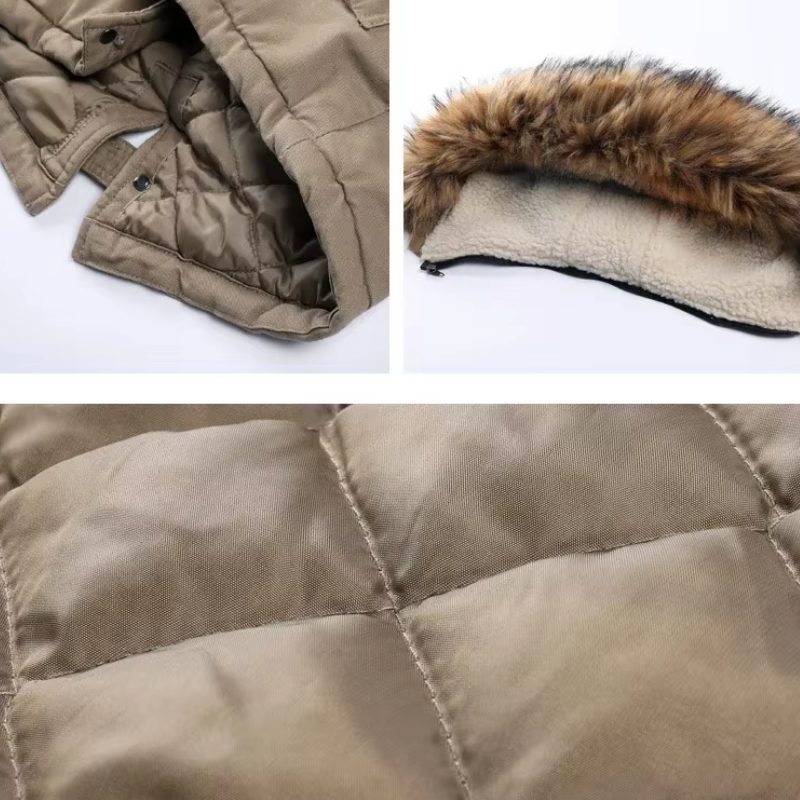 Polarn - Parka Winterjacke Herren mit Fellkapuze und wasserabweisendem Material