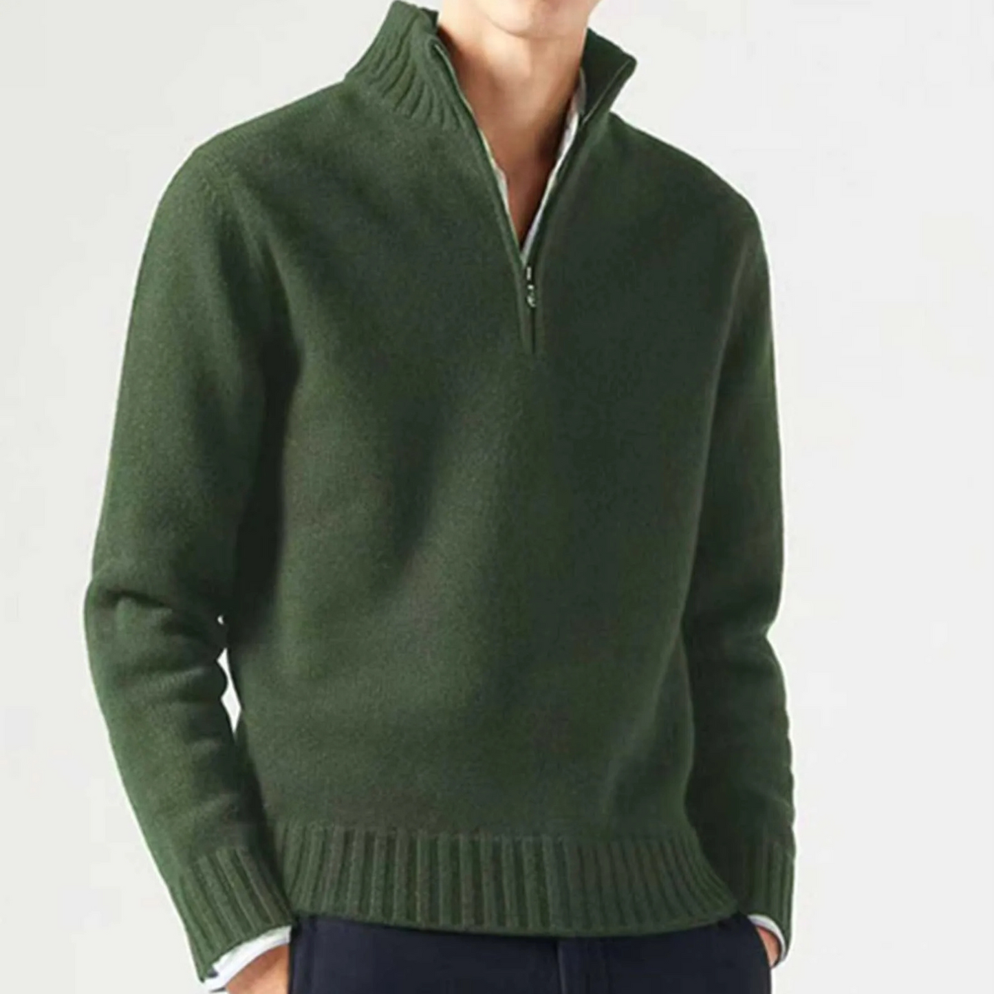 Carter & Mason Herren Half-Zip Wollpullover – Lässiger Strickpullover Jumper