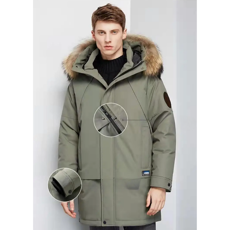 Wintru - Parka Winterjacke Herren – Mit Fellkapuze, Warm, Wind- und Wasserfest