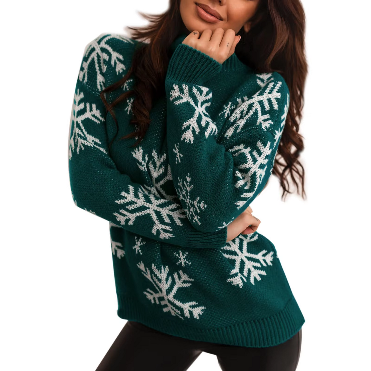 Yulight - Weihnachtspullover mit Schneeflocken-Dekor, Bequemer Winterpullover