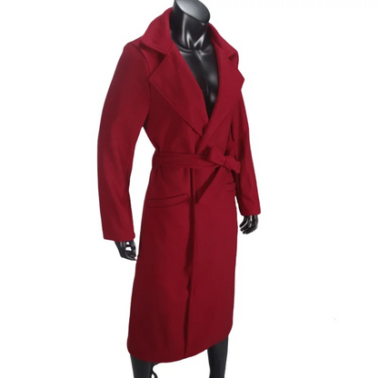 Chatevy - Mantel Jacke Damen – Stilvoller Wickelmantel mit Gürtel und Taschen