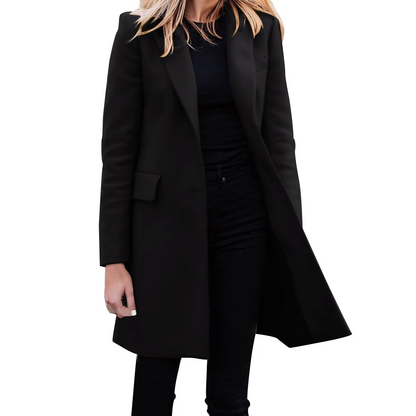 Winluxi - Mantel Jacke Damen – Moderner Langer Mantel mit Schlankem Schnitt und Taschen