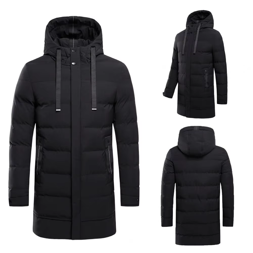 Valtron - Puffer Jacke Herren - Lange Winterjacke mit Kapuze und Windschutz