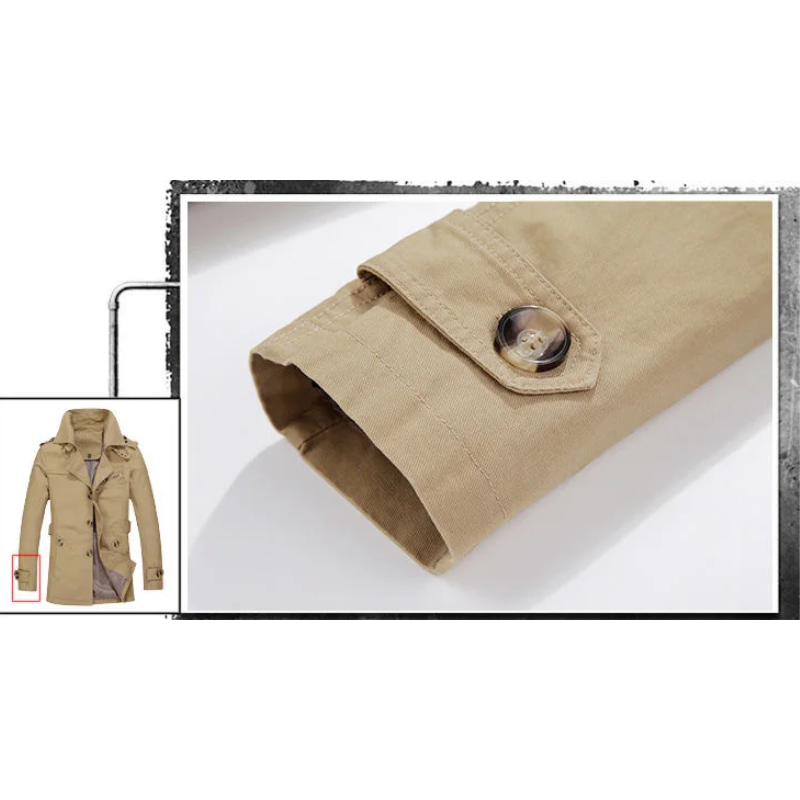 Charman - Langer Mantel Herren – Eleganter Trenchcoat mit Knopfleiste