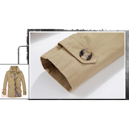 Charman - Langer Mantel Herren – Eleganter Trenchcoat mit Knopfleiste